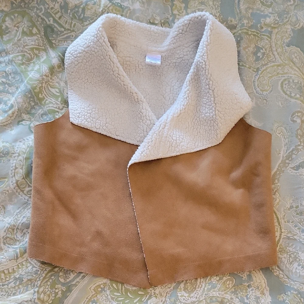 GYMBOREE Suede Tan and Cream Shearling Vest